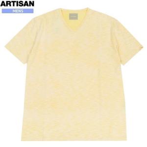 SALE73%OFF 1点限り  ARTISAN アルチザン コムサ  日本製 Vネック スプレーバック Ｔシャツ 半袖  黄色 22/3/5 310322 送料無料｜fflower11