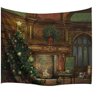 Rurumi 欧米風 クリスマス タペストリー 飾り クリスマスツリー 暖炉 おしゃれ 壁掛け 装飾 インテリア デコレーション リビング (A