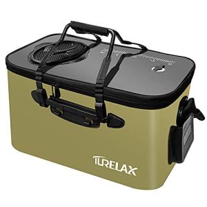TURELAX バッカン 釣り バケツ 折りたたみ式 活かし 40cm 活かし水汲みバッカン クリアカバースプリングカバー ホルダー付き フィッ