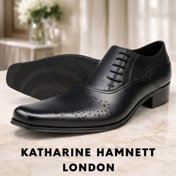 キャサリンハムネット メンズ 靴 ビジネスシューズ 革靴 紳士靴 本革  メダリオン ロングノーズ ...