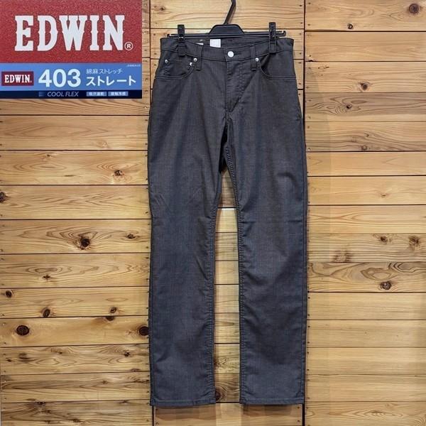 EDWIN 夏 カラージーンズ レギュラーストレート グレンチェック グレー系  COOL FLEX...