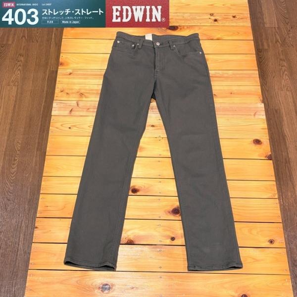 EDWIN 403 FLEX メンズ ストレッチデニム ブラウン 32インチ レギュラーストレート ...