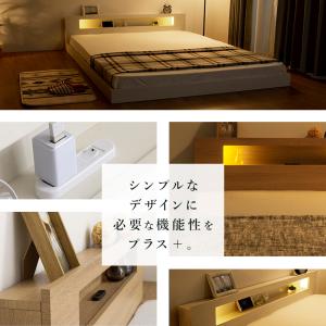 フロアベッド ベッド 棚 セミダブル LED照...の詳細画像1