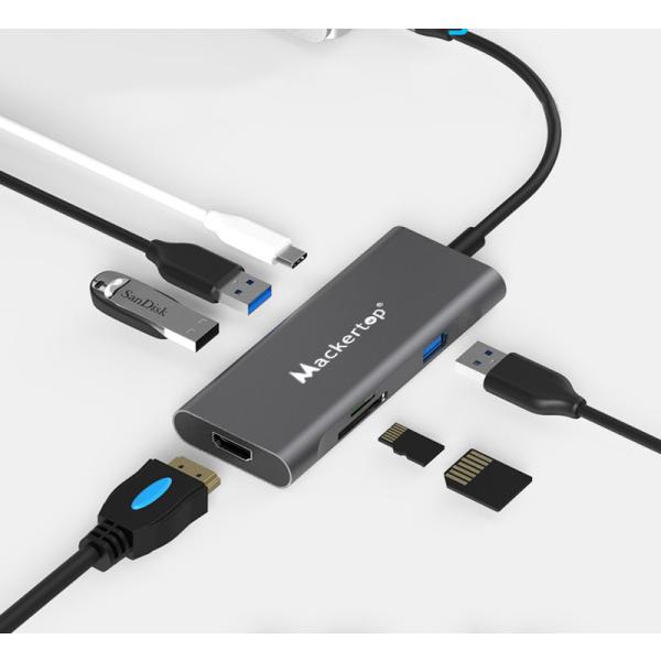 Mackertop USB C ハブ HTMI変換 7in1 USB Type C ハブ 60W P...