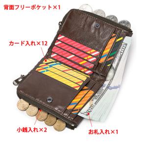 本革財布 メンズ レディース 二つ折り財布 R...の詳細画像3