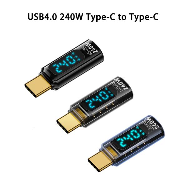半透明 黒色 LED 出力 スクリーン表示 PD3.1 240W USB4 コネクター Type-C...