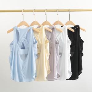 お取り寄せ商品 ヨガウェア トップス 4色 S-XL ヨガウエア ヨガ ピラティス ホットヨガ スポーツブラ スポブラ 揺れない カップ付き ロング丈 丈長 インナー ブ