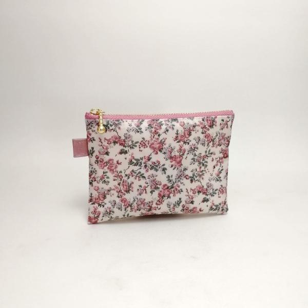 ミニポーチ　ムーンモス柄クラシカルピンク　リバティ　ラミネート　カード入れ / 小物入れ【受注製作】