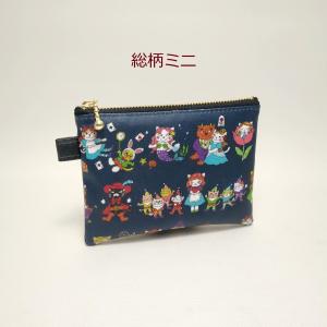 ミニポーチ おとぎ話ネコ柄 紺 ラミネート カ...の詳細画像1