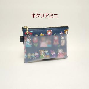 ミニポーチ おとぎ話ネコ柄 紺 ラミネート カ...の詳細画像5