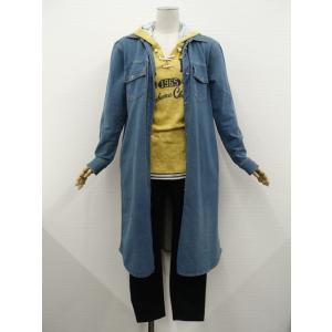 INDIVI等 ロング丈デニムシャツワンピ+パーカー+スキニーパンツ コーディネート3点セット M相...