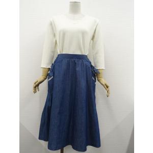 AYA＆UNE 七分袖ニットカットソー+ロング丈デニムフレアスカート コーディネート2点セット L相...