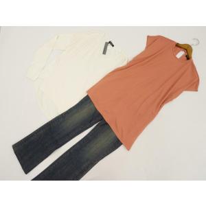 one way等 半袖チュニック+長袖ニットカットソー+デニムパンツ コーディネート3点セット M相...