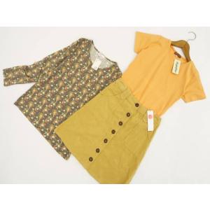 ￥5,900入り新品コーデ3点セット Fagiolino等 Tシャツ+長袖カットソー+膝丈コーデュロ...