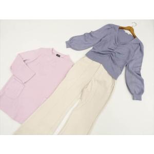 美品 INGNI＆GU等 長袖ニットセーター2点+ブーツカットパンツ コーデ3点セット M相当 ピン...