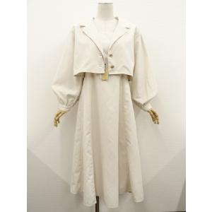 訳あり未使用品 アールピーエス r.p.s 洗えるパフスリーブ長袖開衿ショートジャケット+キャミソー...