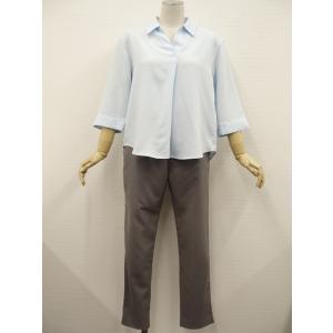 UNIQLO＆GLACIER 洗える七分袖プルオーバーブラウス+スラックス コーディネート上下2点セ...