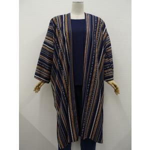 アールピーエス r.p.s 長袖 トッパーカーディガン M ネイビー ブラウン ホワイト 民族柄 メ...