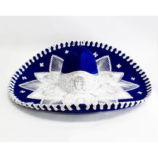メキシコ製高級ソンブレロ（青銀）