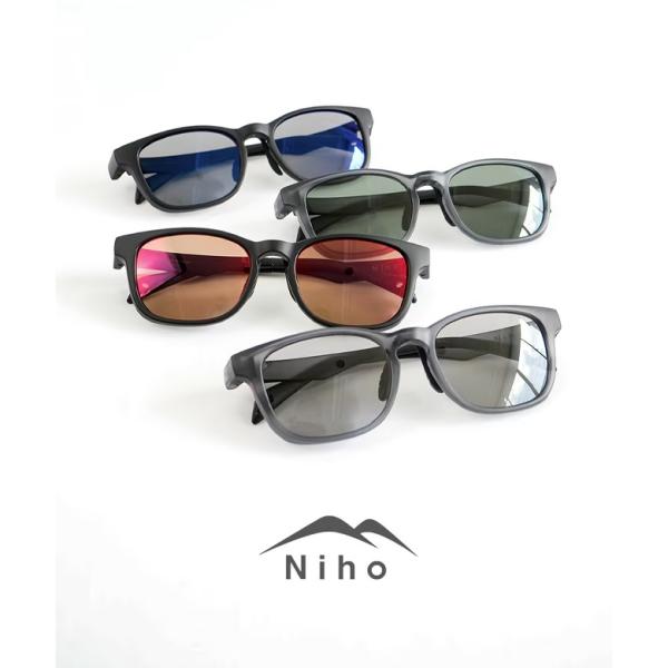 Niho ( ニホ ) 専用ポーチ フード付 偏光レンズ サングラス ウエリントン型 シャープ 薄型...