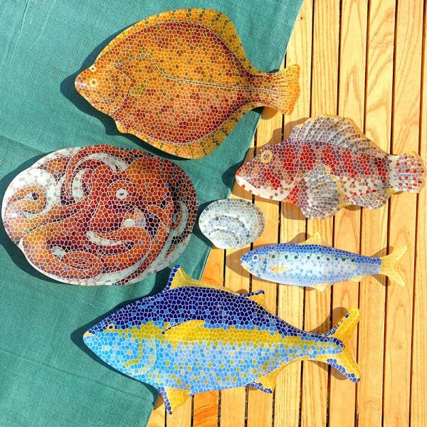 DULTON ( ダルトン ) GLASS FISHERY PLATE ガラス フィッシャリー プレ...