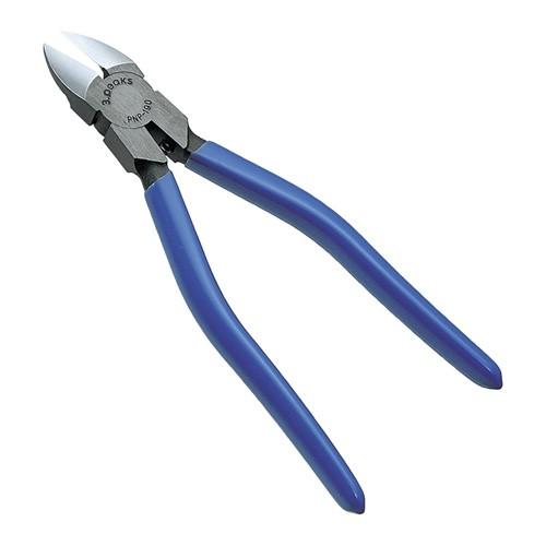 プラスチックニッパ 190mm（ビニールグリップ/バネ付き/刃面アール型） 青 ( PNP-190G...