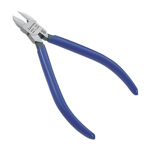 マイクロプラスチックニッパ 125mm（ビニールグリップ/バネ付き/刃面アール型） 青 ( MPN-...