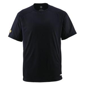 丸首Tシャツ ブラック DESCENTE Tシャツ 半袖 ( DB200-BLK / DES ) (Q41CD)｜fieldboss