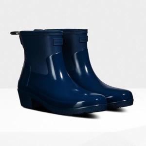 長靴 レディース レインブーツ レインシューズ W Ref Low Biker Qbj38 Heel セール特価品 ハンター Duo Gloss Moonlight