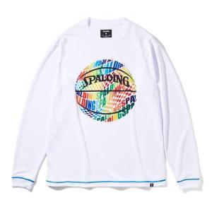 ロングTシャツ バスケ バスケTシャツ バスケウェア ロングスリーブTシャツ オプティカルレインボー ホワイト/2000