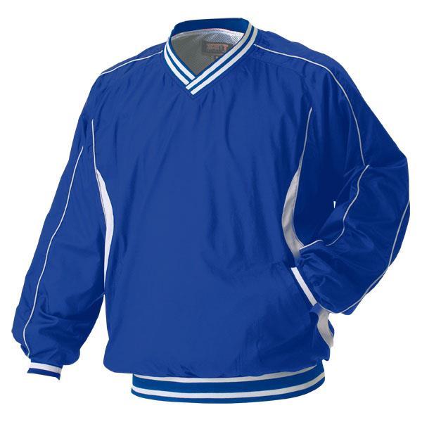 ジャージ メンズ ウィンドウェア 野球 長袖Vネックジャンパー RブルーXホワイト (ZTB) (Q...