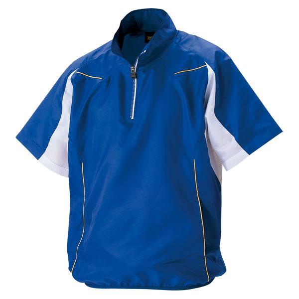 ジャージ メンズ ウィンドウェア 野球 半袖ハーフジップジャンパー Rブルー/ホワイト (ZTB) ...