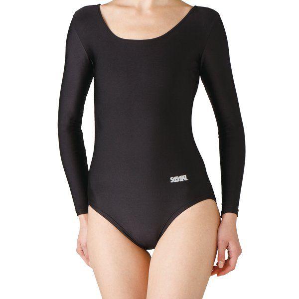 Ｕネック長袖レオタード ブラック/JLサイズ (JS185436/7015-B-JL) (Q41CD...
