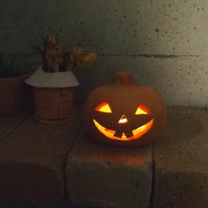 ハロウィン雑貨 テラコッタ製ジャックオーランタンL ／ かぼちゃ おばけ 飾り ランプシェード 置物
