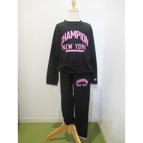 Champion チャンピオン CK-CSW01 キッズ トスウェットセットアップ ブラック/ピンク...