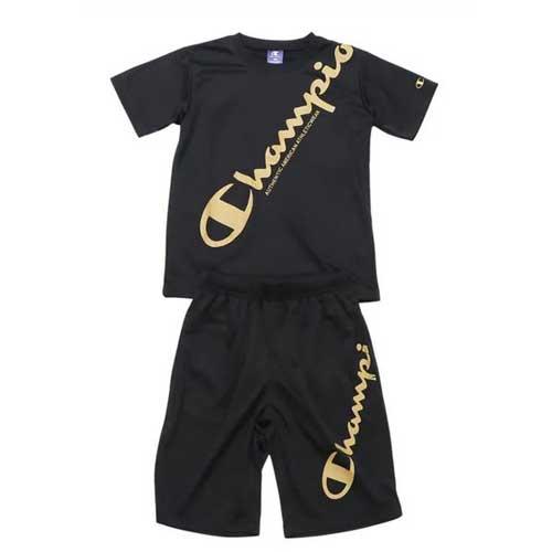 Champion チャンピオン CK-BSW04 キッズ Tシャツ アンド ショーツセット ブラック...