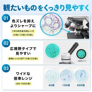 【スターターガイド付】単眼生物顕微鏡 40X-...の詳細画像3