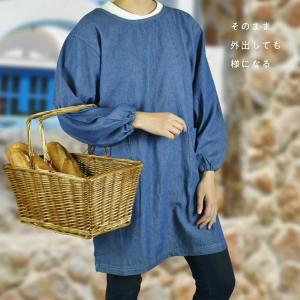 コットン100% デニムスタイル割烹着の詳細画像2