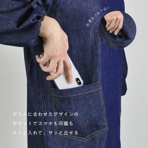 コットン100% デニムスタイル割烹着の詳細画像4