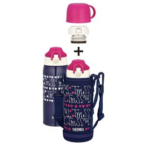 THERMOS サーモス 水筒 子供 真空断熱2ウエイボトル  コップ付きタイプ FHO-801WF 保冷専用 ストラップ付ハンデイポーチ