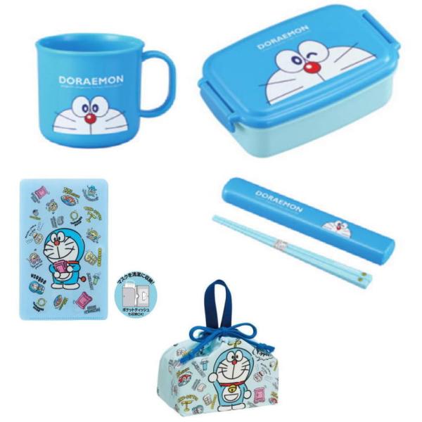 ドラえもん 　５点セット　弁当袋　コップ　弁当箱　箸　　マスクポーチ 　入園　学校　　子供　男の子　...