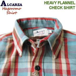 ALCARZA 【ヘビーフランネルチェックシャツ】 羽衣シャツ/HAGOROMO SHIRT　68-900　12）SAX/RED