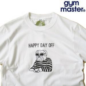 ジムマスター/GYM MASTER　リラックス犬/ブルドッグプリントTシャツ (5,6oz HAPPY DAY OFF)　G351712 01/ホワイト Mサイズ｜fifth