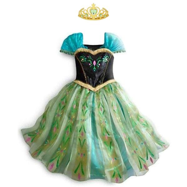 アナ ドレス 子供 プリンセス ドレス コスプレ 衣装 可愛いハートの ティアラ  セット 100 ...