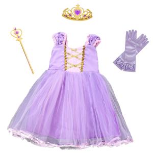ラプンツェル ドレス 子供 コスプレ 衣装 豪華４点