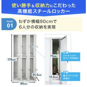 スチールロッカー 6人用 オフィス 更衣室 鍵...の詳細画像3