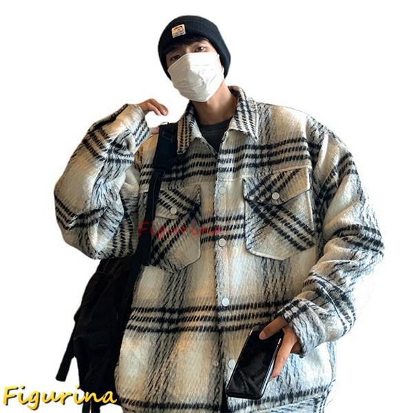 チェク柄 ジャケット メンズ ラシャコート シャツ 秋 冬 メルトンコート ショット丈 オーバーサイ...