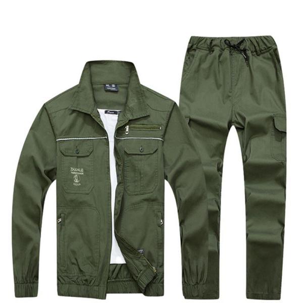 ジャケット メンズ 2点セット サバゲー 電気工事作業服 迷彩 戦闘服 ジップアップ 綿100 防寒...