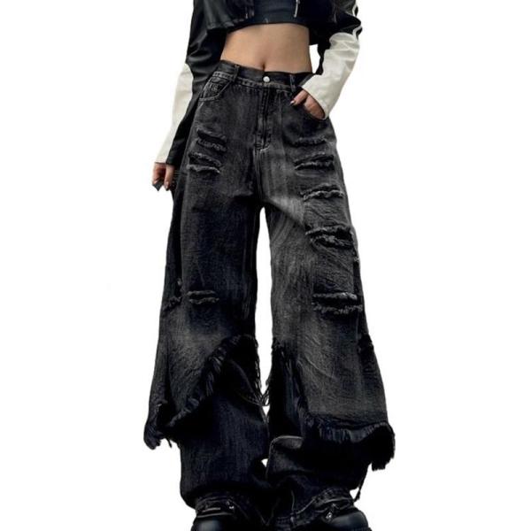 デニムパンツ バギー ヴィンテージ ダメージジーンズ メンズ レディース ブーツカット hiphop...