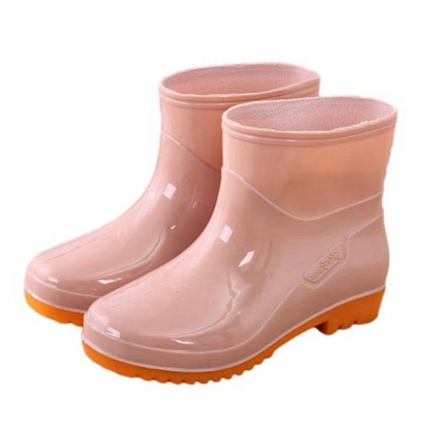 レインブーツ レディース ショートブーツ スリッポン ローヒール 梅雨 レインシューズ 3cmヒール...